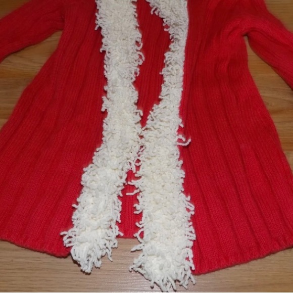 Size 24 Months Nick Nack Patty Wack Red Ivory Trim Hooded Sweater Jacket Coat - Picture 2 of 6